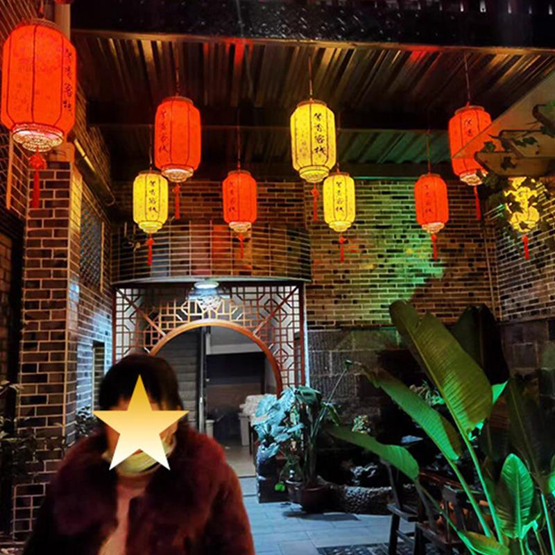 Chinese Retro Red Lantern Festival Printing Landscape Decorative Lanterns Outdoor Waterproof Sunscreen PVC New Year Lanterns