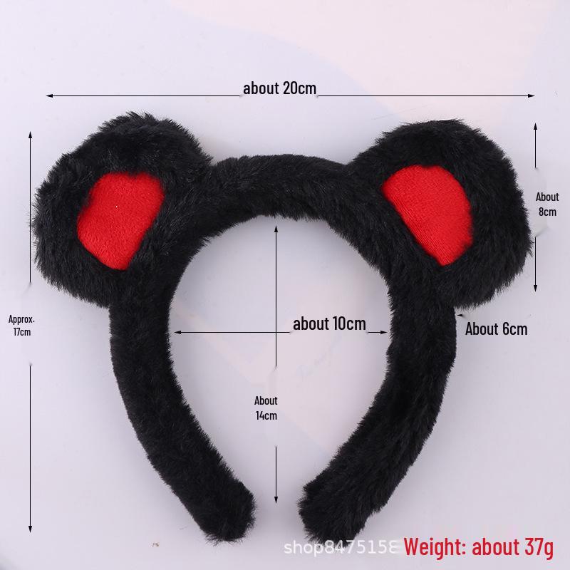 Cartoon Bear Plush Headband: Cute Bear Ears Rabbit Fur Hair Clip for Face Washing