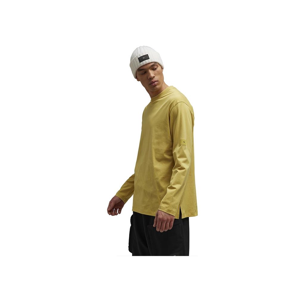 Y-3 Gfx Long Sleeve Tee Casual Loose Fit Round Neck Cotton Men Tops Yellow IP7709