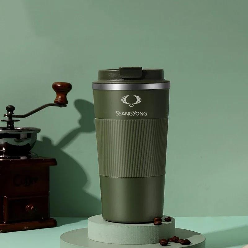 Stainless Steel Coffee Thermos Mug For Ssangyong Rexton 2 Tivolan Musso Tivoli Kyron Multipurpose Portable Car Vacuum Flasks Cup