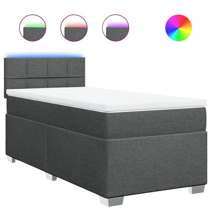 VidaXL Slatted Bed Base with Mattress Dark Grey 90x200 Cm Fabric 3288072