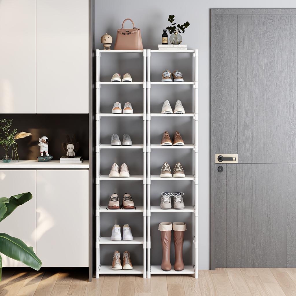 Justerbart 6/8-lags metallskostativ - Bærbar oppbevaringshylle for entré, egnet for studenthybel og hjem, flerlags oppbevaringsløsning for joggesko og fottøy