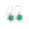 Natural Green Onyx Cab Gemstone 925 Sterling Silver Hnadcrafted Earrings 1.40" EE-56-28