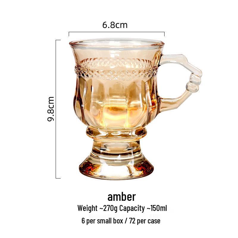 Amber High-Footed European Retro Glass Cup - Souvenir Coffee & Wine Cup 150ml