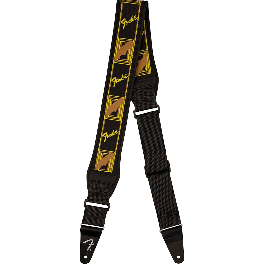 Fender Swell Neoprene Strap Black Yellow Brown 2.5 Inch Instrument Accessory Canada Made