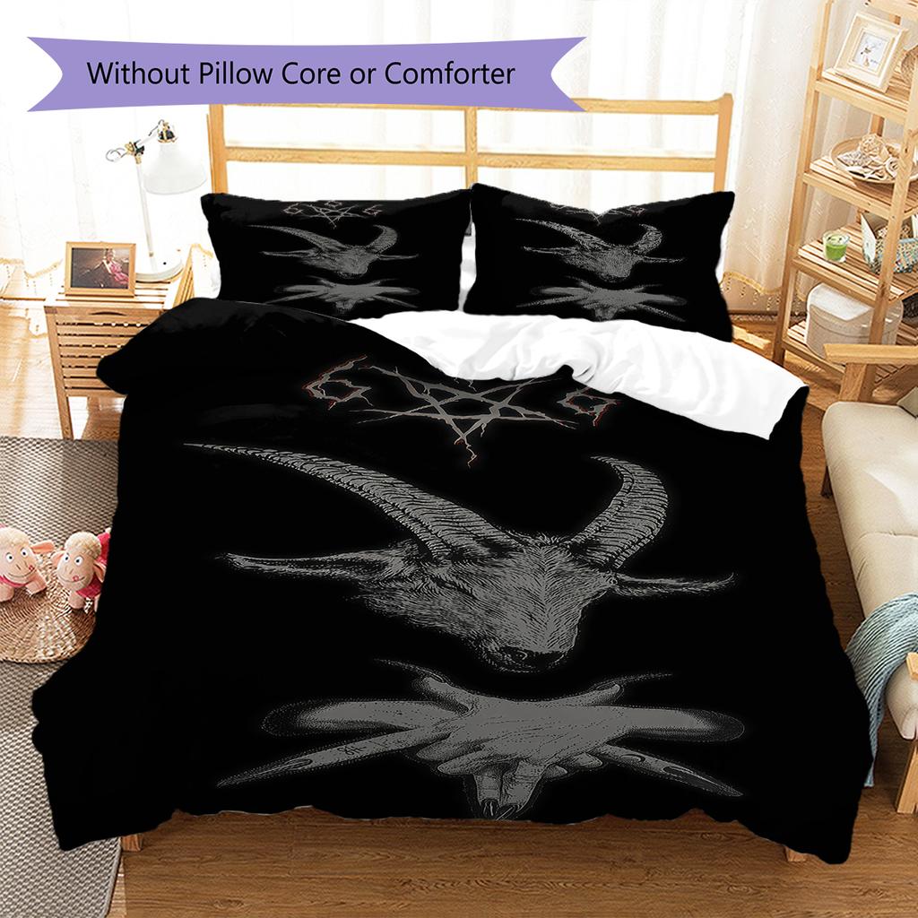 Satan Symbol Pattern Bedding,Quilt Set Quilt Cover Pillowcase Home Birthday Gift (1 * duvet cover + 2 * pillowcase, without core)
