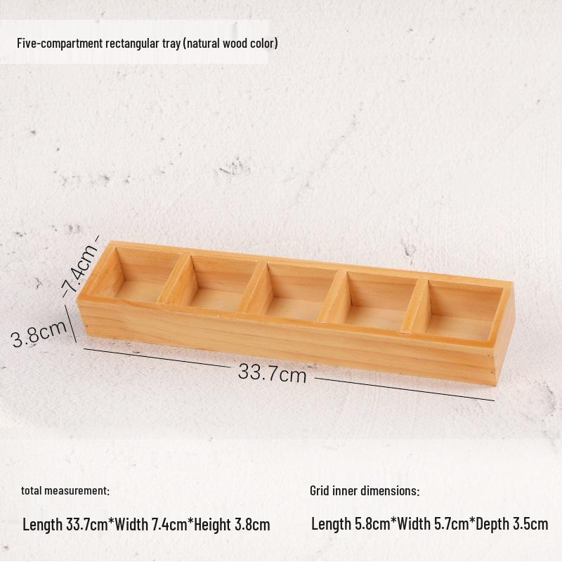 Retro Wooden Multi-Grid Desktop Storage Box and Display Tray