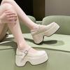 Fashion Trifle Platform Mary Jane One Buckle Wedge Heightened Shallow Heel Single