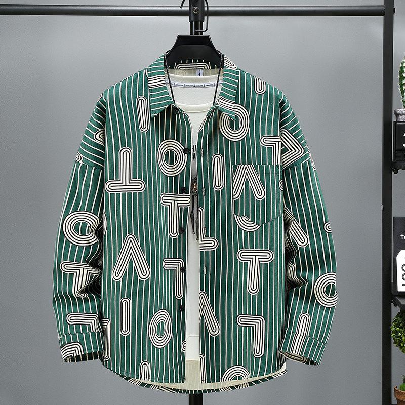 

Весенне-осенняя мужская рубашка больших размеров, свободная повседневная рубашка с длинными рукавами, толстяк больших размеров, 4XL-11XL 4XL зелёный