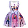 Bambine Ragazze Film POP Rumi Zoey Mira Stampa Senza Maniche Fiocco Casual Festa Abito da Principessa