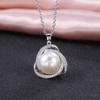 Huitan Classic Triangle Inlaid Round Imitation Pearl Pendant Women Necklace for Engagement Wedding Ceremony Fashion Necklace
