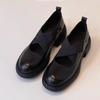 High-heeled Women's Retro Cross-laced Ballet Flats with Round Toe Shoes
