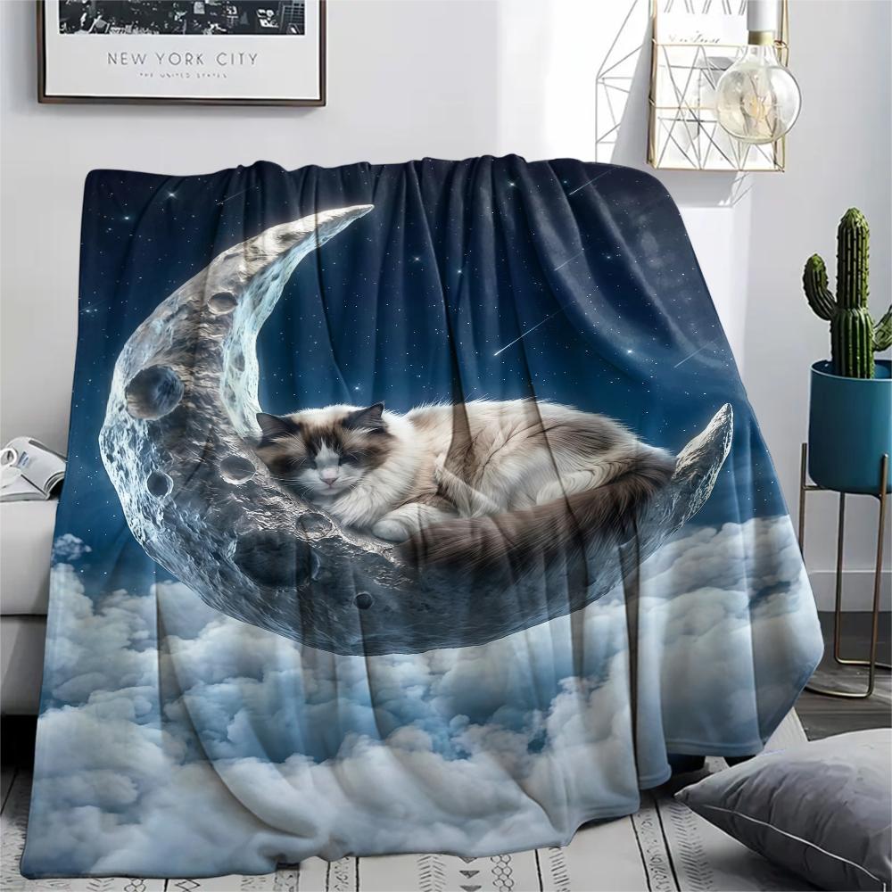 Small animal sleep clouds Print Flannel Blanket,High quality Comfortable for All Seasons,Home Decor,Warmth and Comfort,Perfect for Christmas Gifts