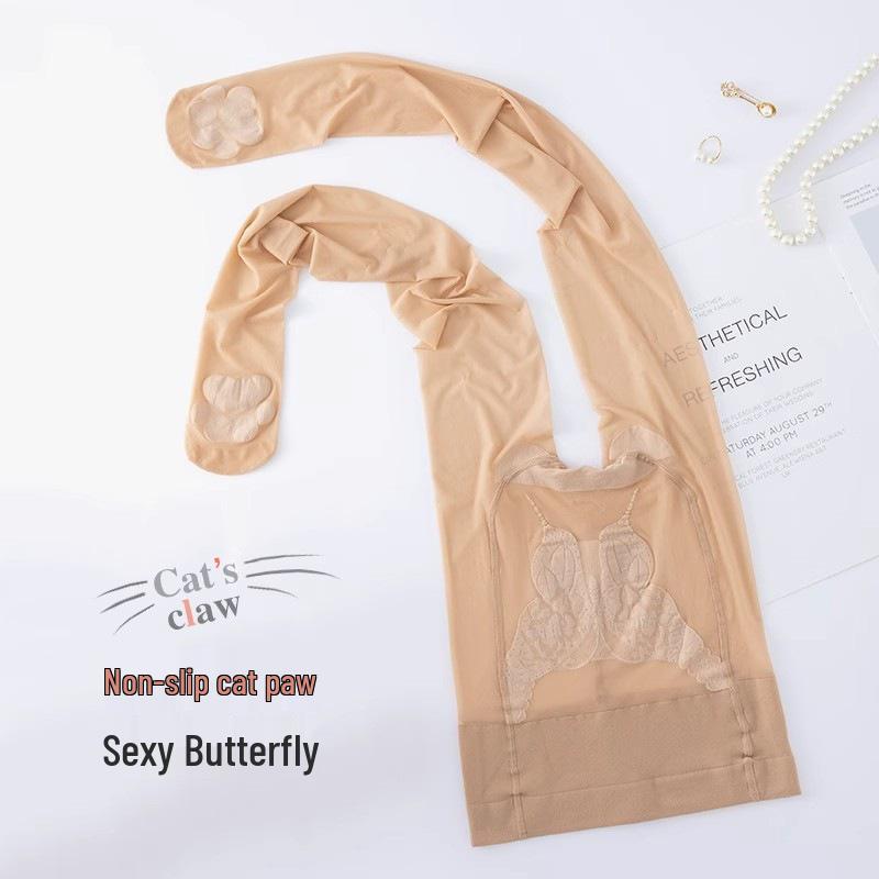 Butterfly Sheer Stockings: Ultra-Thin, Anti-Snag, Sexy Bare-Leg Effect In Black or Flesh Color, Perfect for Spring and Summer