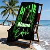 Custom Name Personalized Billie Eilish Print Beach Towel, for Trip Camping Beach Party Home Decor, Birthday Gift for Family & Friends