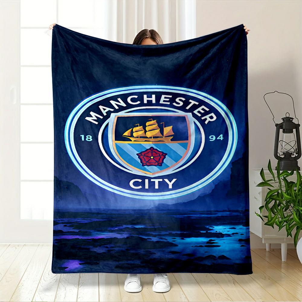 Manchester City Designed Flannel blanket for bedroom, living room, sofa, and nap
