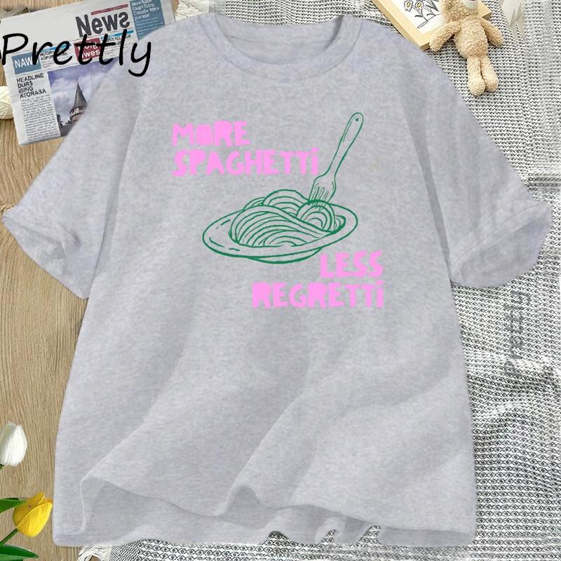 Spaghetti T Shirt Pasta Lover Tee Italian Food TShirt Unisex Women Funny Cotton Short Sleeve Graphic T Shirts Womens Clothing