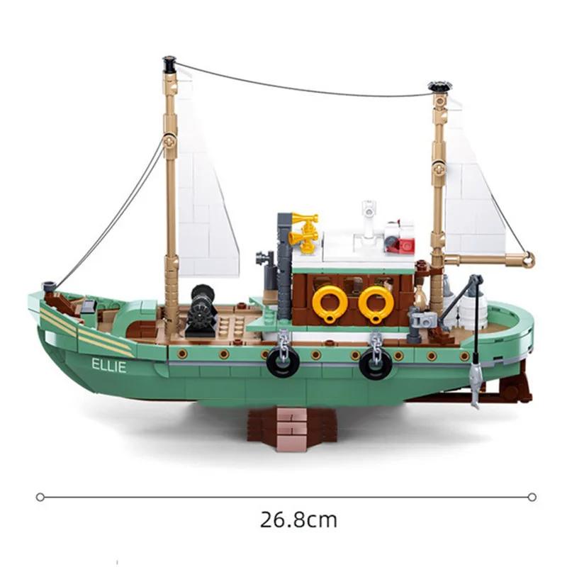 Fishing Boat Trawler Great White Shark Boat Building Blocks Pirate Ship Model Bricks Set With Mini Figures Kids DIY Toys Gifts