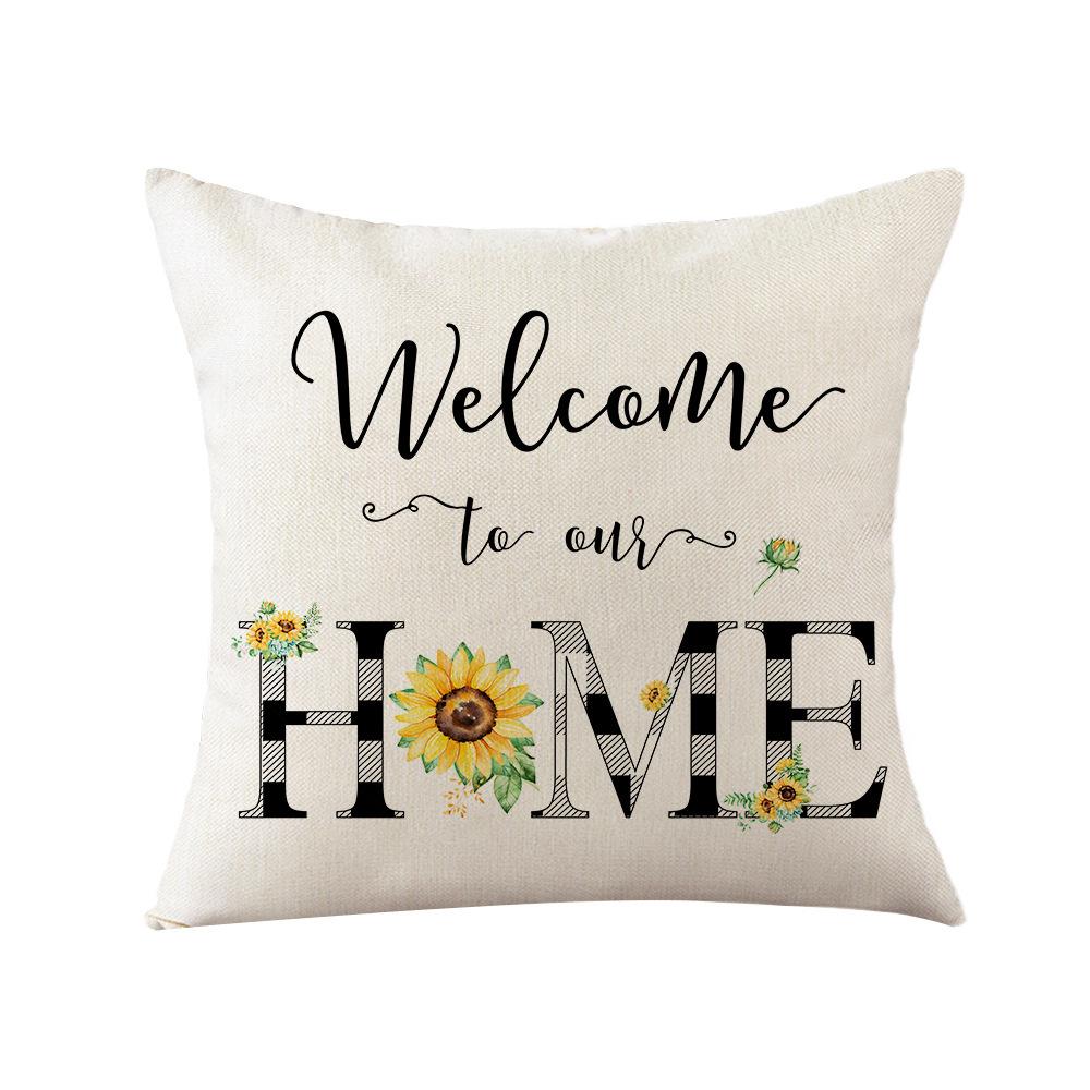 Home Decoration Pillowcase Set Watercolor Plaid Sunflower Pillowcase Spring High-end Home Cushion Cover