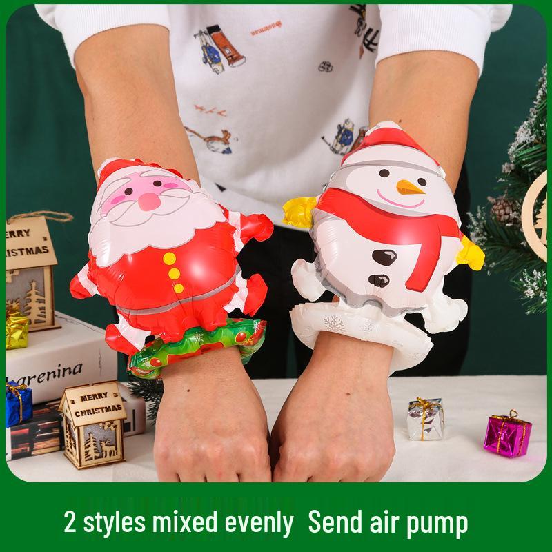 Santa Claus Christmas Decoration Balloons with Sticks and Small Gift Headbands for Kindergarten and Mall Scenes