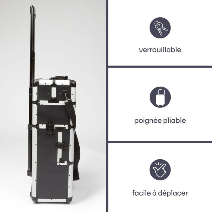 Mallette Trolley - VELLEMAN - Aluminium - Noir - 370 x 270 x 670 mm - Mixte