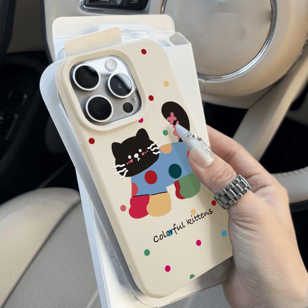 Custodia per telefono gatto nero carino per custodia iPhone 16 Pro Max iPhone 13 11 15 12 14 Pro Max Plus in silicone antiurto opaca in pelle