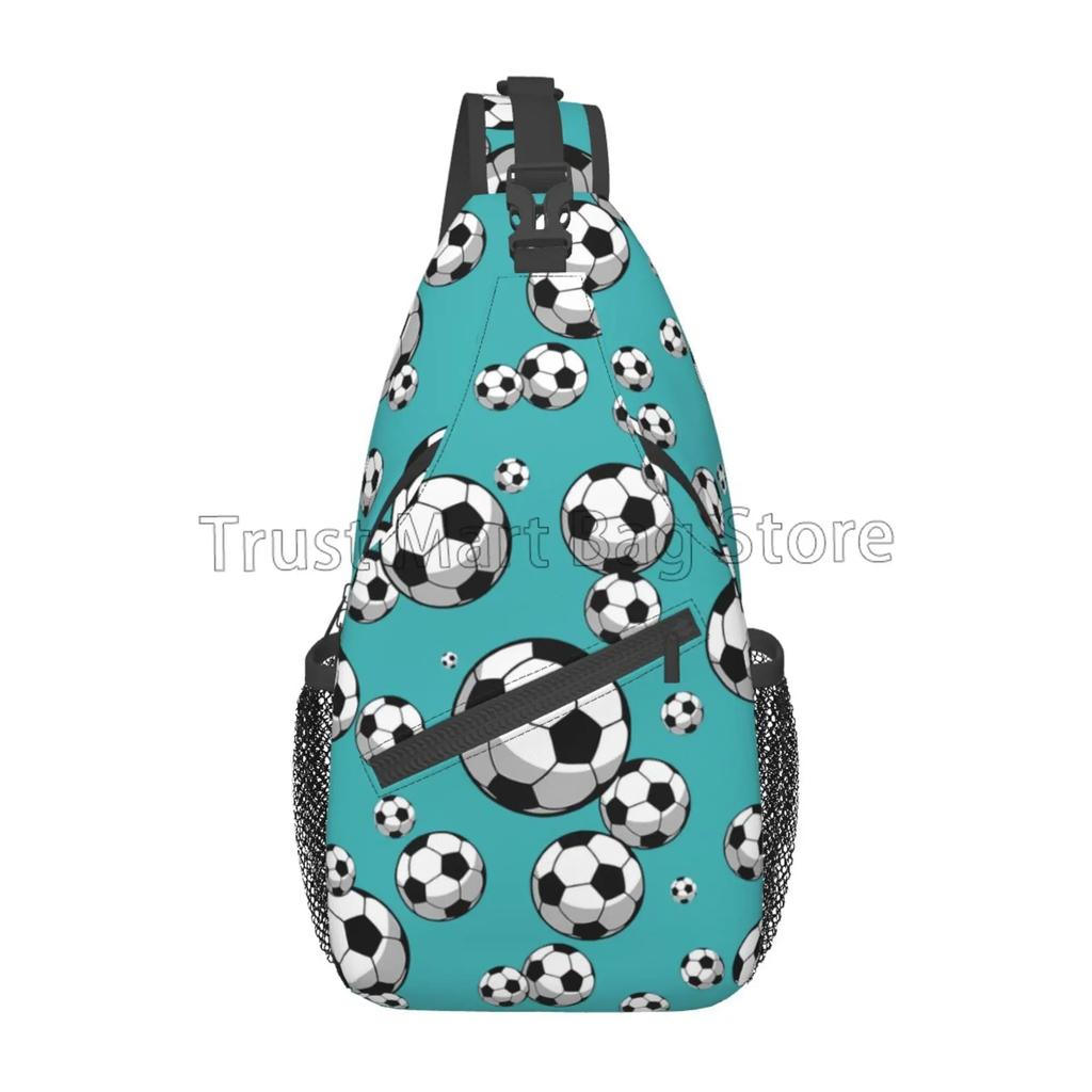 Soccer Ball Print Sling Bag Cool Football Art Pattern Crossbody Backpack Casual Chest Bag Lightweight Daypack for Travel Sports