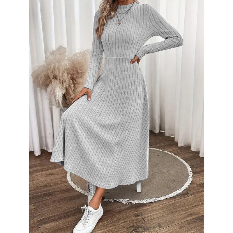IHUASU Moda Autunno Inverno Colore Solido Stampa Manica Lunga Girocollo Abiti Casual Design Unico