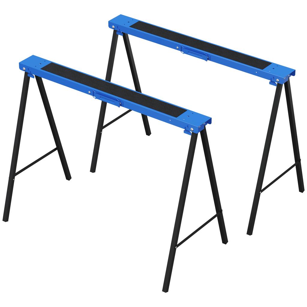 2-Piece set sawhorse, craftsman stand, load capacity up to 250 kg, metal, blue