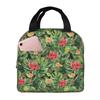 Tropical Green Leaves And Flowers Pattern Insulated Lunch Bag for Women Kids Portable Food Boxes Thermal Lunch Box Tote
