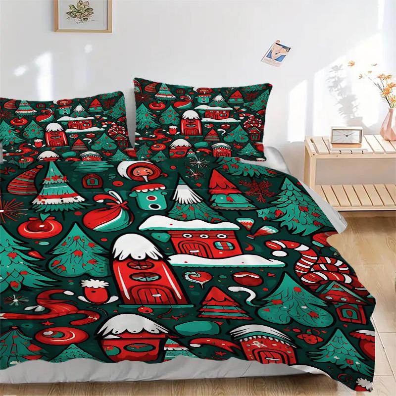 3pcs Christmas Winter Soft and Comfortable Breathability, Bedding Set, Machine Washable, Suitable for All Seasons149