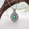 May Birthstone Natural emerald pendant Flower design 925 sterling silver necklace fine jewelry for women's engagement wear