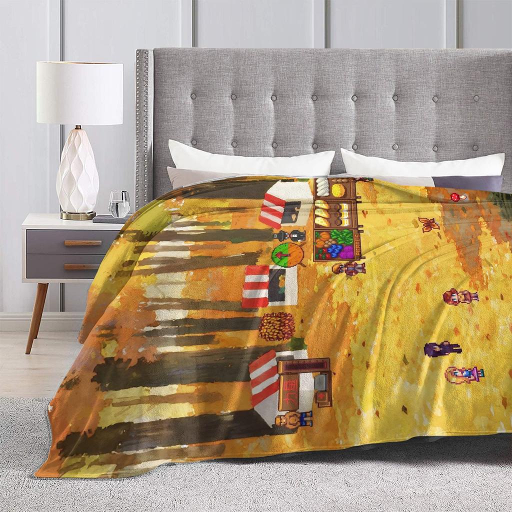Stardew Valley Animals Chicken Flannel Blanket  Warm Soft Throw Blanket for Couch Chair Camping Novelty Bedspread Sofa Bed Cover