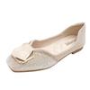 Flat Bottom Square Head Single Shoes Women's Spring and Autumn New Shallow Mouth Soft Sole Doudou Shoes Large Size