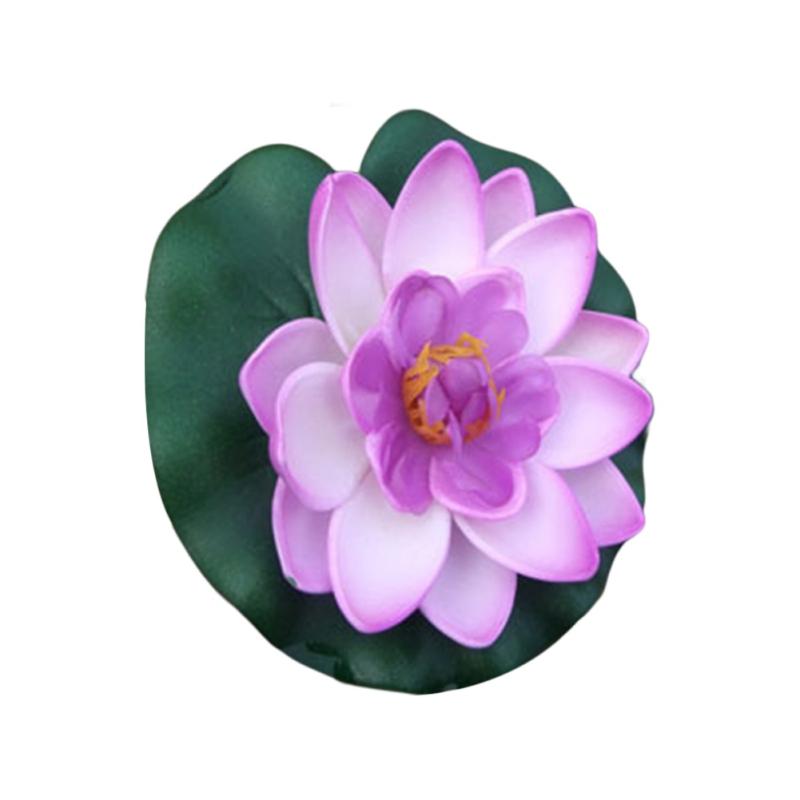 Artificial Floating Foam Lotus with Water Lily Pad Flower Lifelike Floral Ornanment for Home Garden Pond Decor Assorted Colors