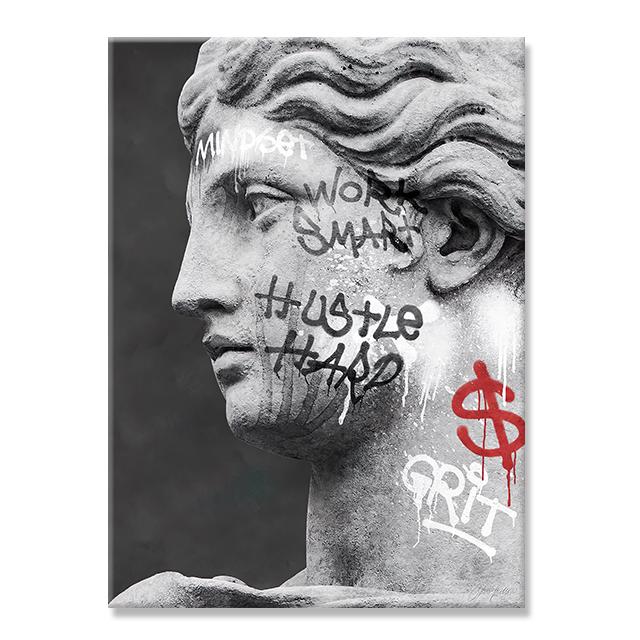 David Sculpture Canvas Painting Posters and Prints Black White Statue Wall Art Picture Street Artwork for Living Room Home Decor