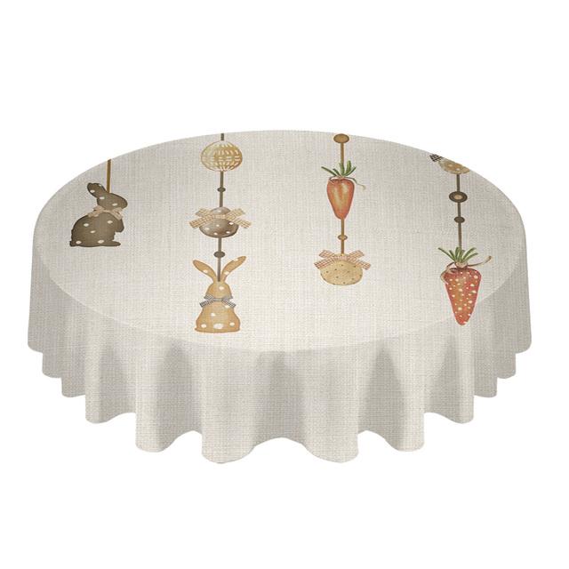 Easter Watercolor Rabbit Flower Round Table Cloth Festival Dining Waterproof Tablecloth Table Cover For Wedding Party Decor