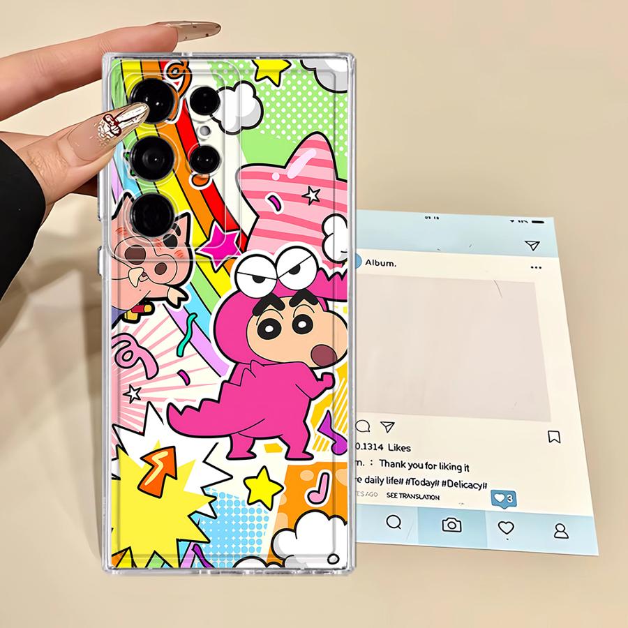 Cute Crayons Shinchan Case for Samsung Galaxy S23 Ultra S20 Plus S22 FE S26 Note 20 Ultra 10 S24 S21 S25 Edge Phone Cover
