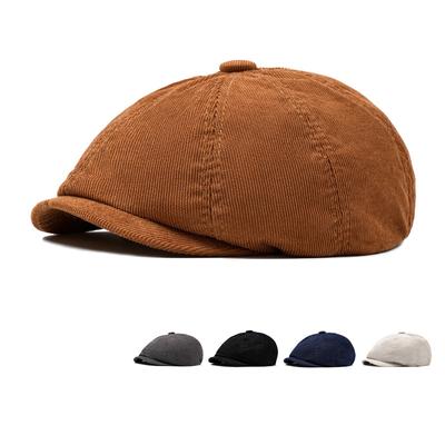 Corduroy Octagonal Cap Men's Cap Retro Newsboy Cap Autumn Winter Women Beret