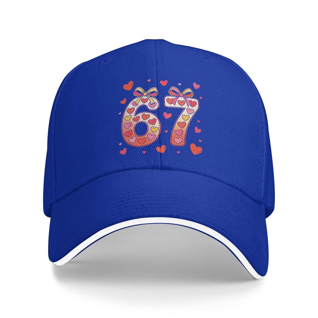 Sommer Lässige Baseballkappe Lustig 67 Meme Valentinstag Herzen und Schleifen Jagd Camping Trucker-Kappe Unisex Herren Design Baseballkappen