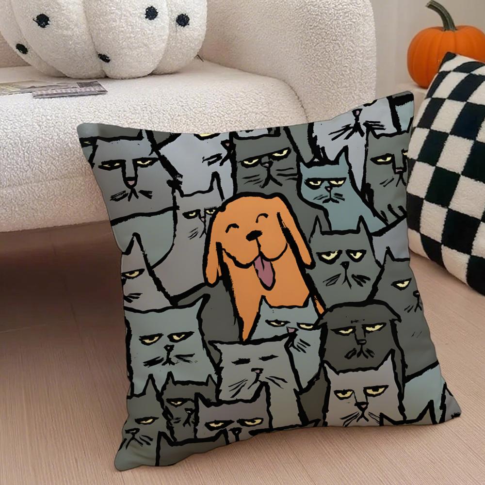 Minimal Witty French Art JJean Jullien Cushion Cover Throw Pillow Cover Hidden Button Durable Polyester Chair Cushion