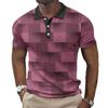 Fashionable Geometric Color Blocked Pattern 3D Digital Printing Men's Comfortable Polo Shirt