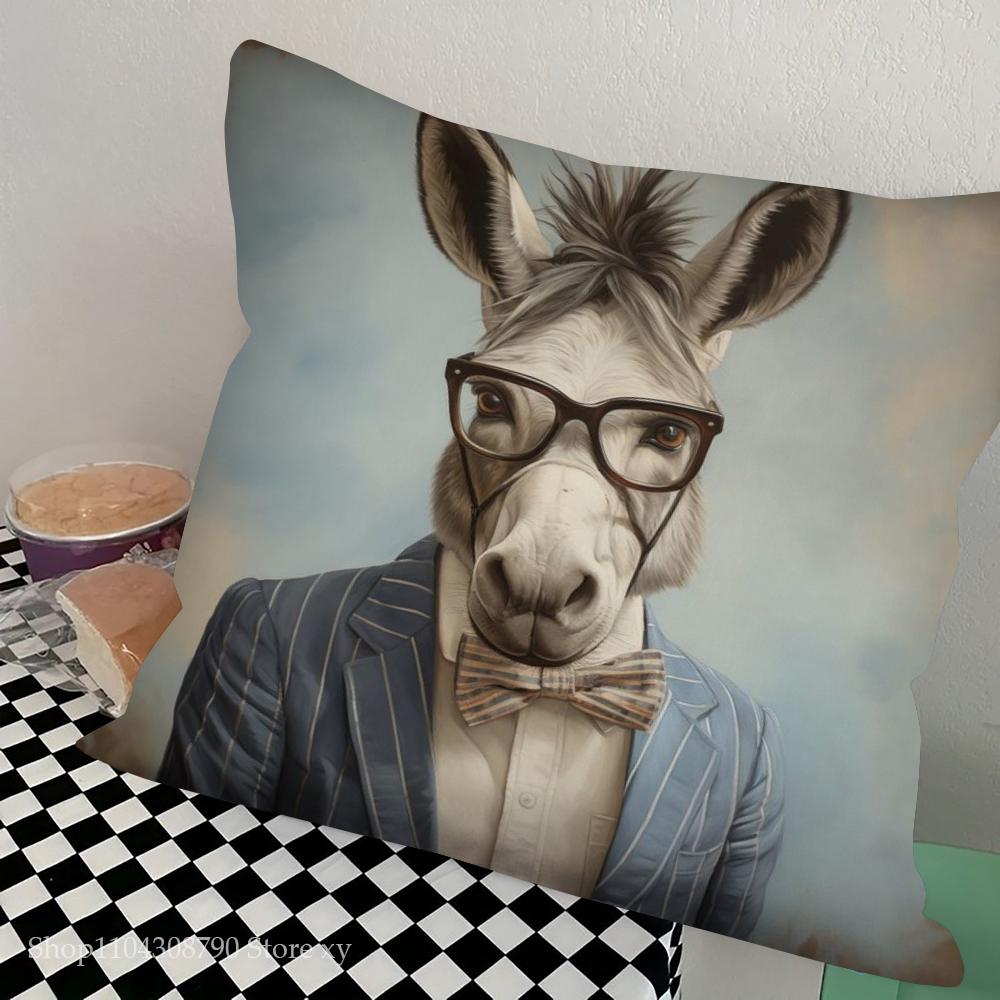 1 Stück Abstrakt Lustiges Tier Esel Kissenbezug Quadrat Schlafzimmer Sofa Freizeit Komfort Kissen Auto Wohnzimmer Heimdekoration