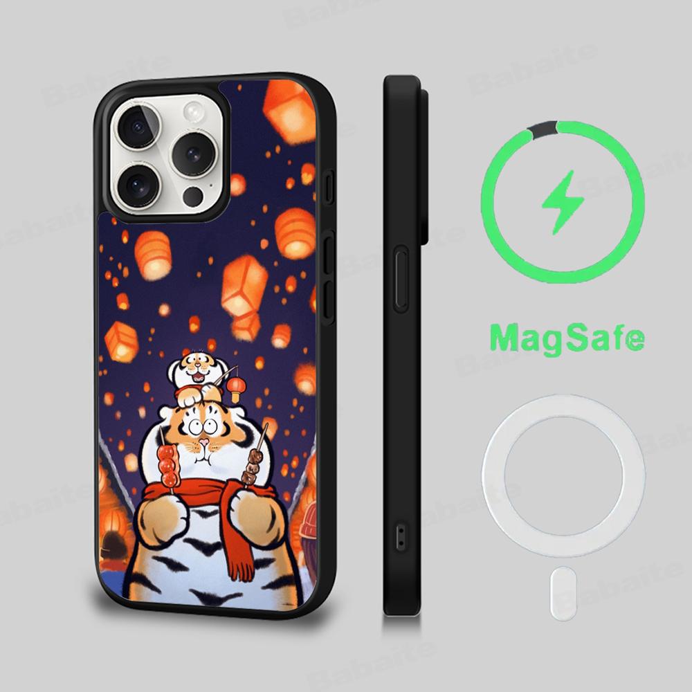 Funny Fat Tiger Phone Case Magnetic Case For IPhone 16 14 13 12 11 15 Pro Max Plus For Magsafe Wireless Charge Cover