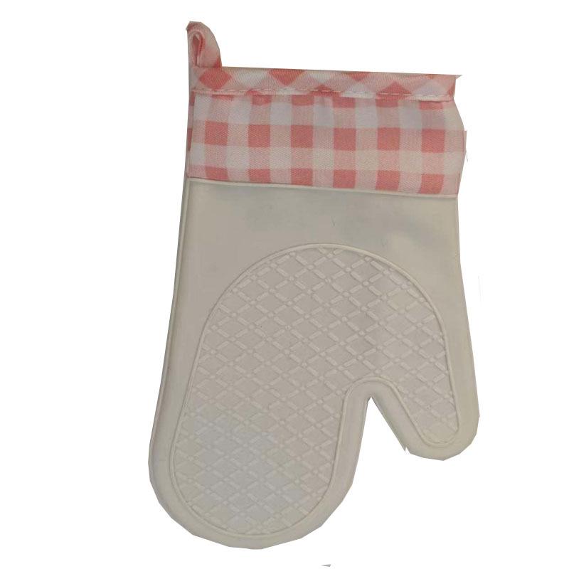 Pink Plaid Thickened Anti-Scald Gloves with Silicone Grip – Non-Slip, Heat-Resistant for Microwave and Baking