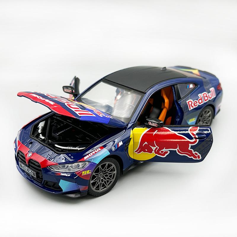 CCA Simulation 1/24 BMW M4 G82 DTM Red Bull Racing Car Model Sound Light Collection Miniature Voiture Home Decor Boy Friend Gift
