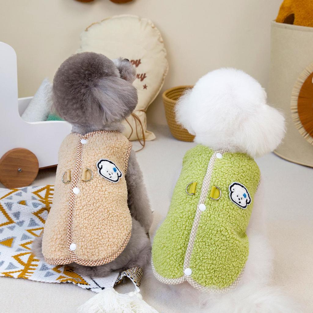Autumn/Winter Dog & Cat Lamb Velvet Vest with Back Opening for Teddy & Bichon