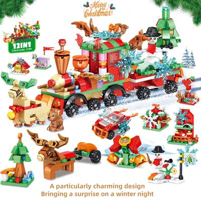 Non-Toxic Christmas Building Block Santa Claus Snowman Elk Tree Micro Brick Puzzle Assembly Model Home Decoration Party Gift Kid Toy