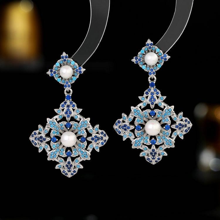 

Серьги-гвоздики из серебра 925 пробы с инкрустацией из циркония в виде цветов и листьев, высококачественные богемные серьги в стиле ретро смешанных цветов