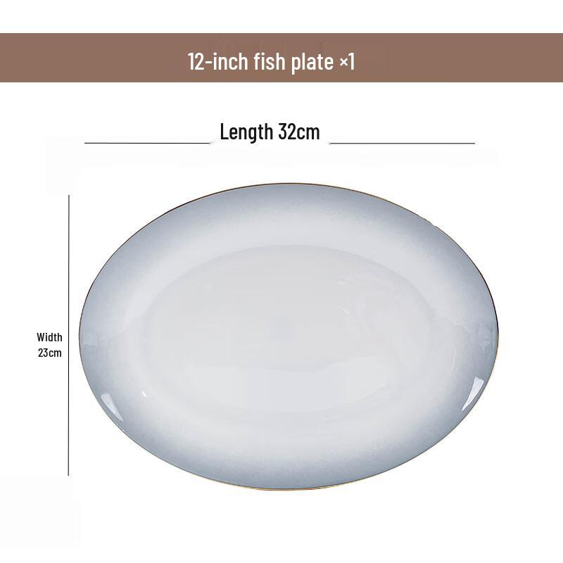 Nordic Gradient Grey Ceramic Dinnerware 12 inch